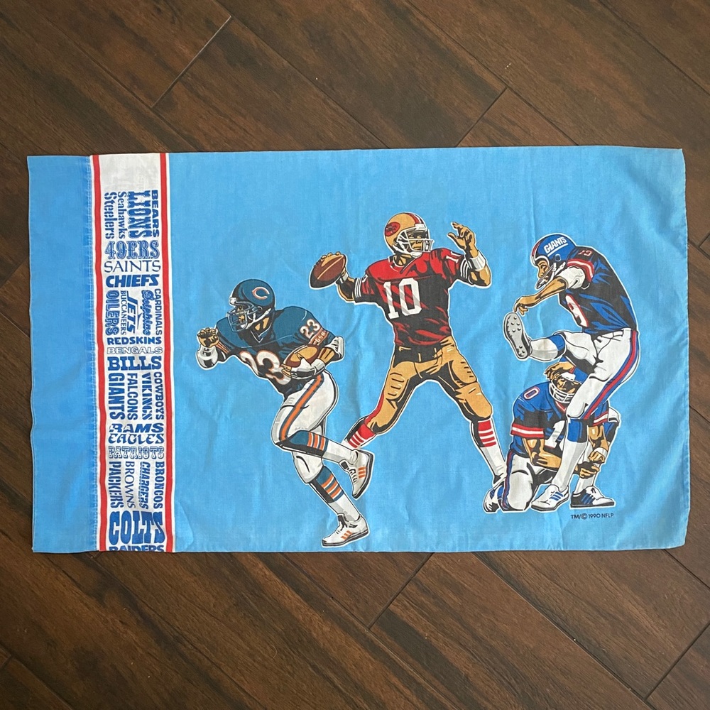 Vintage 1990 NFL Standard Pillowcase Era Football Players Bears Giants 49ers